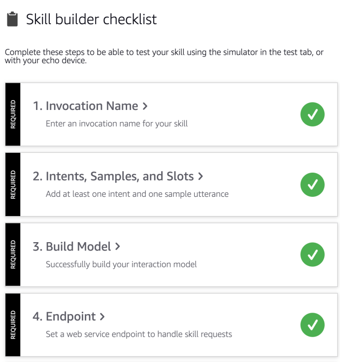 liste de contrôle du constructeur de compétences 