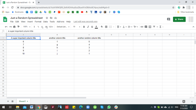 Comment dégeler une cellule dans Google Sheets