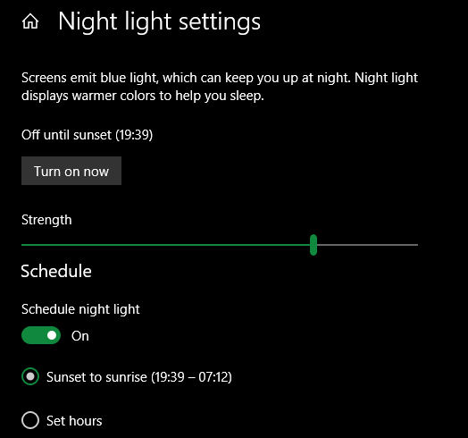 Windows 10 Night Light