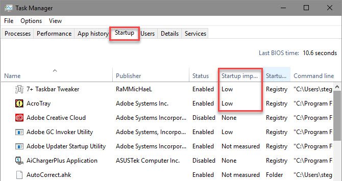 Windows Startup Programs Task Manager