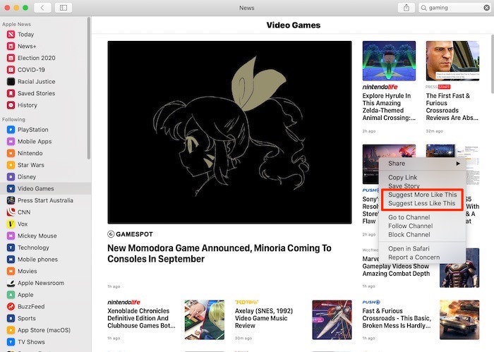 Customize Apple News Mac Voting Stories