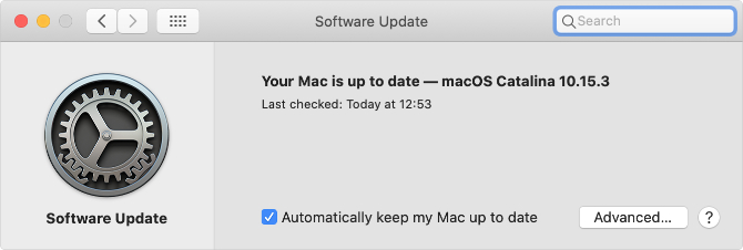 Page des préférences du système de mise à jour des logiciels dans macOS