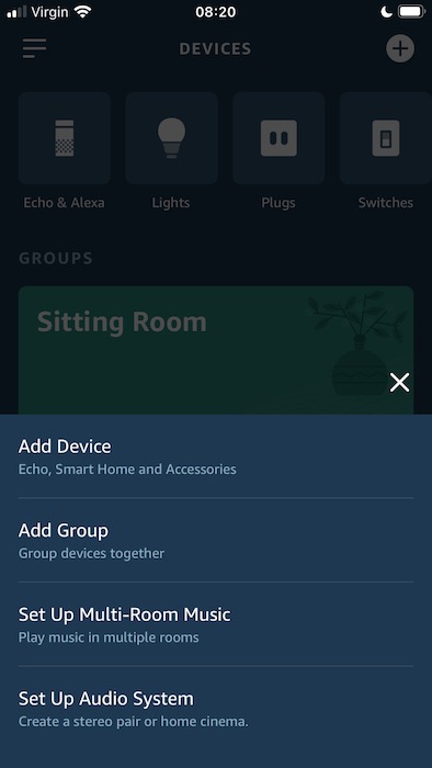 Register your Alexa-enabled device, by tapping the + icon, followed by "Add Device."