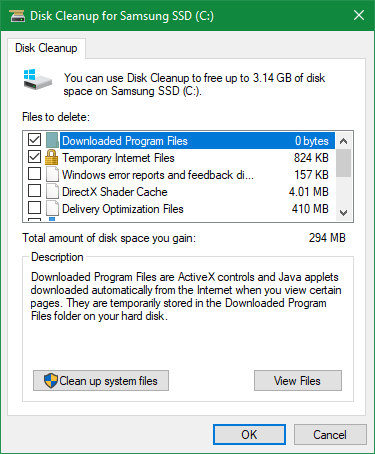 Windows 10 Disk Cleanup