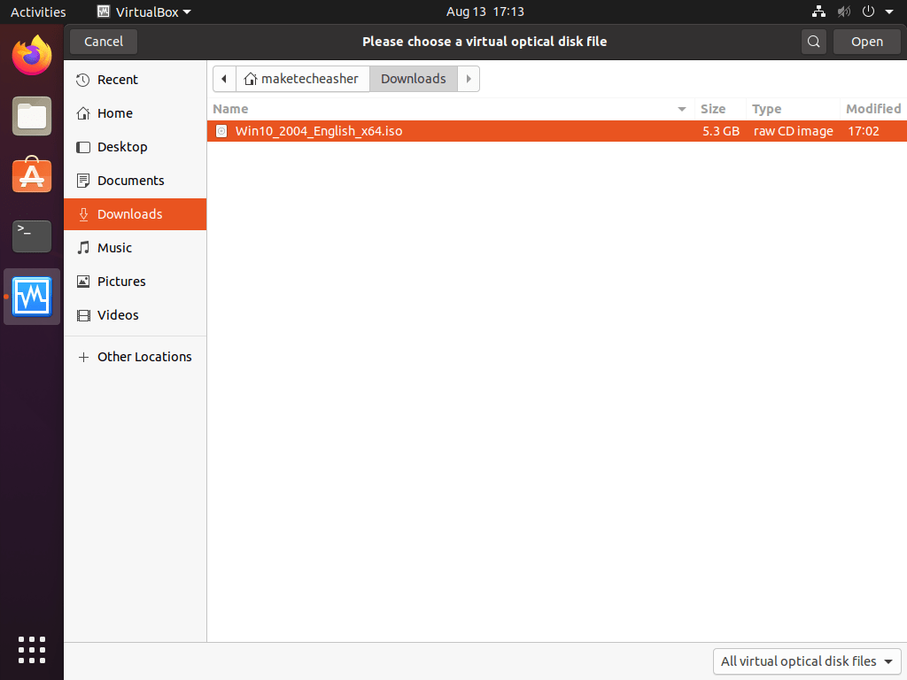 Windows On Vbox Selecting Iso