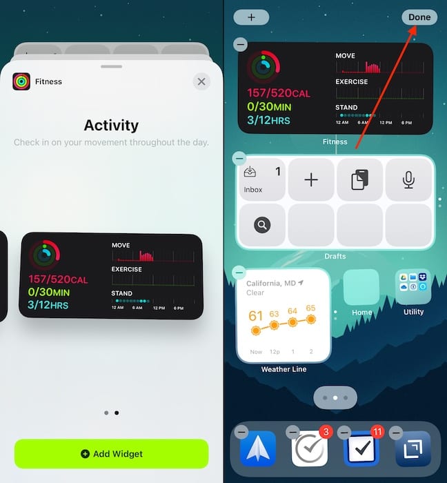 Add Fitness Widget iOS 14 2