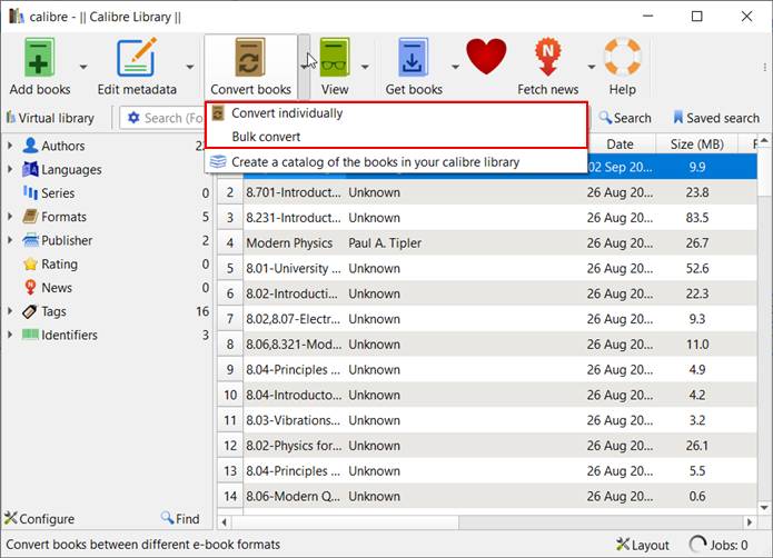 Calibre Convert Books