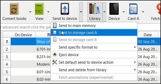 Calibre Send Books Device