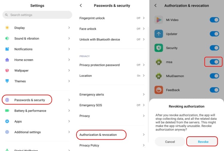 Révoquer les annonces désactivées MSA MIUI