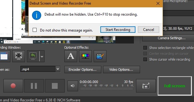 Windows10 Screen Recorder Debut Recording