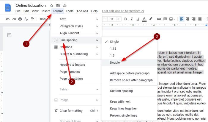 Modifier l'espace entre les paragraphes dans Google Docs