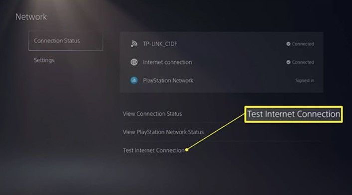 Vérifiez la connexion Internet sur PS5