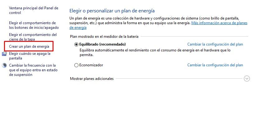 Créer un plan d'alimentation dans Windows 10