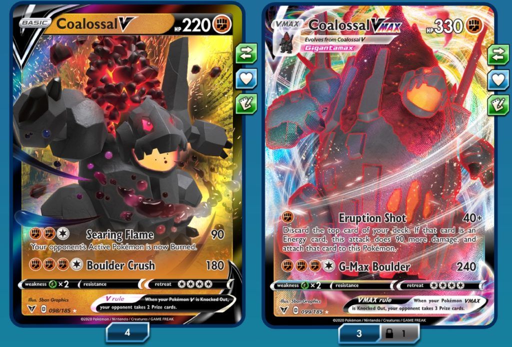 Coalossal V et Coalossal VMAX Expanded Deck Pokemon TCG Online