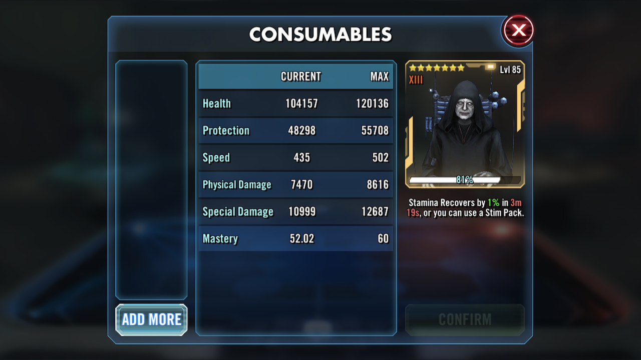 Conquête galactique endurance swgoh