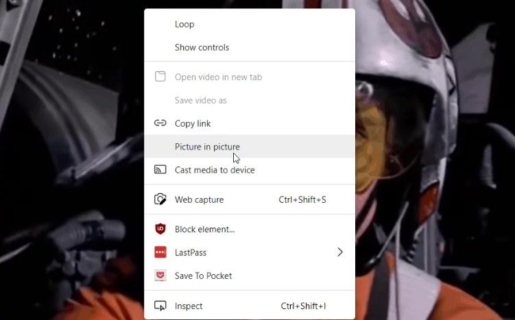 Ouvrez le menu Image dans l'image YouTube dans Windows.