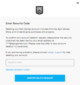 delete epic games accout