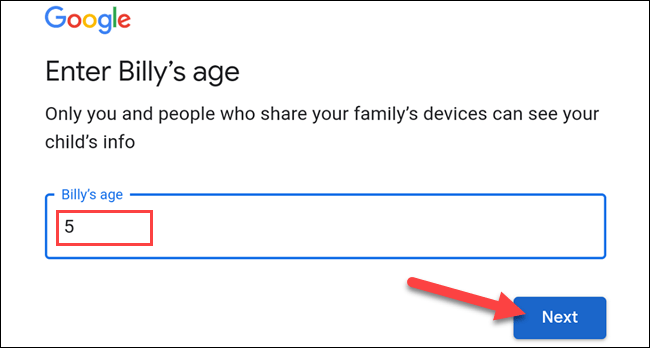 Nous précisons l'âge de l'enfant.