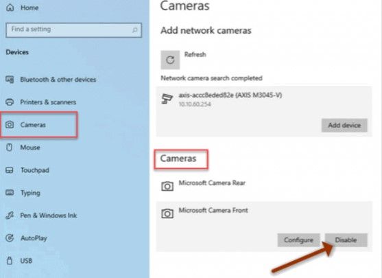 Nous désactivons ou désactivons la caméra dans Windows 10.