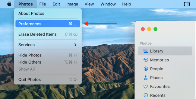 Préférences Photos sur Mac.