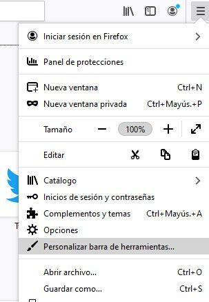 Options de personnalisation de Firefox.