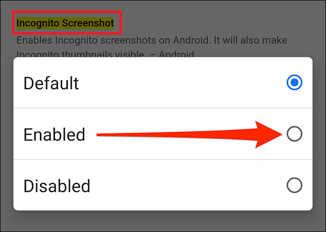 Nous activons l'option de capture d'écran dans Chrome pour Android.