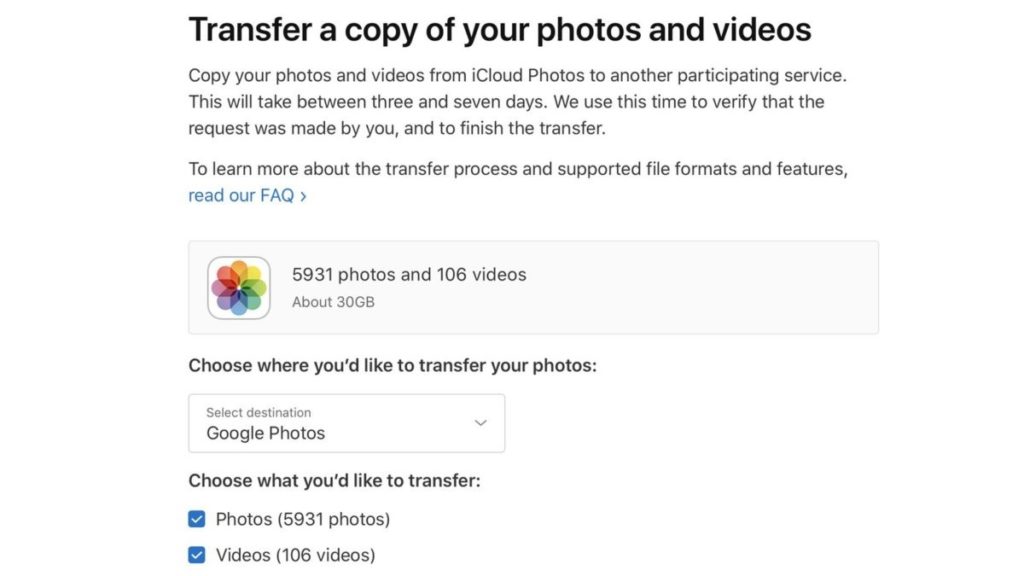 transférer iCloud Google Photos 3