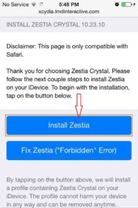 Cliquez sur Installer-Zestia