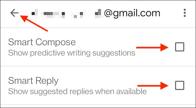 Désactivez la réponse et la composition intelligente dans Gmail.