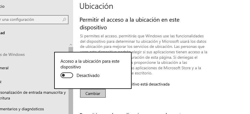 Activez ou désactivez l'emplacement de Windows 10.