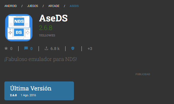 AseDS comme émulateur Nintendo DS pour votre appareil Android