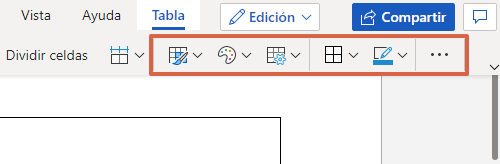 Outils pour modifier la couleur du tableau dans Word Online