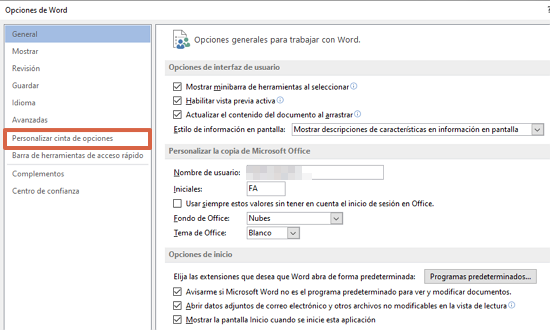 Comment configurer le bouton dicter dans Word étape 3