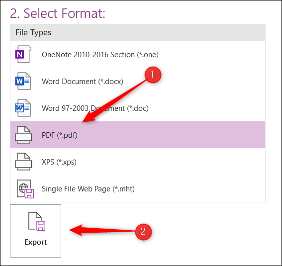 Sélectionnez le format PDF.