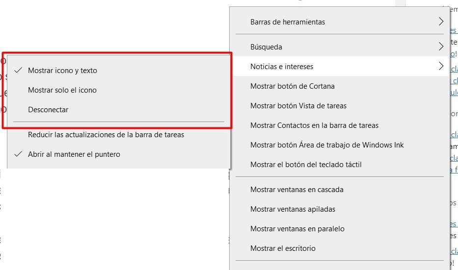 Configurez l'affichage de l'icône météo dans la barre des tâches.