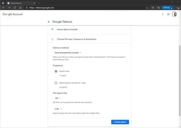 De cette façon, nous utilisons Google Takeout pour exporter et télécharger des données depuis Google Drive