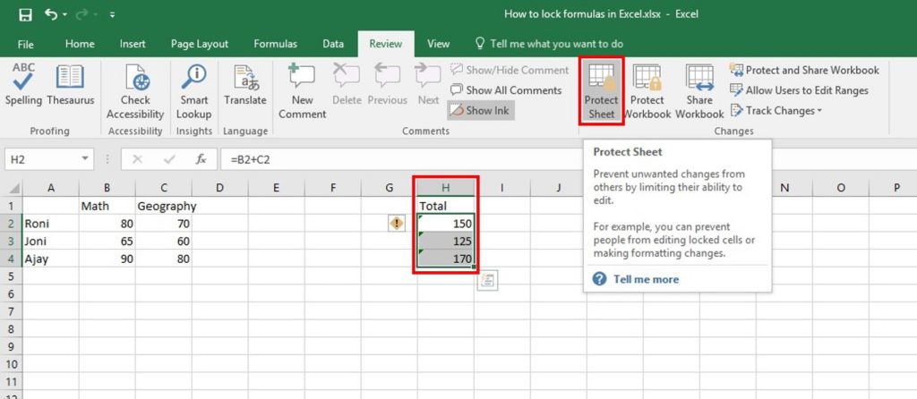 verrouiller Excel 2 colonnes