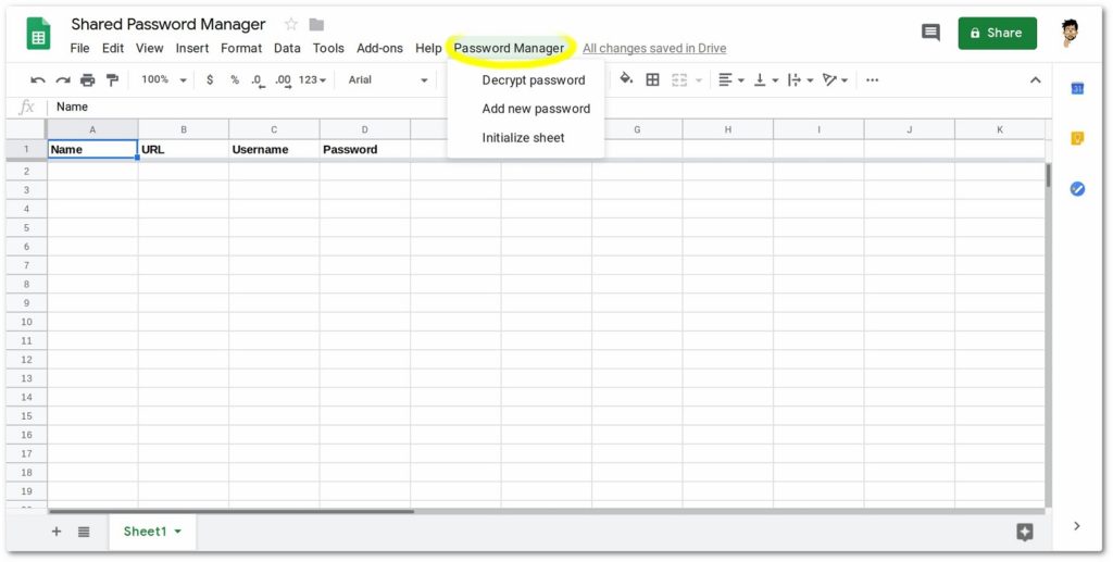 Mot de passe Google Sheets 2