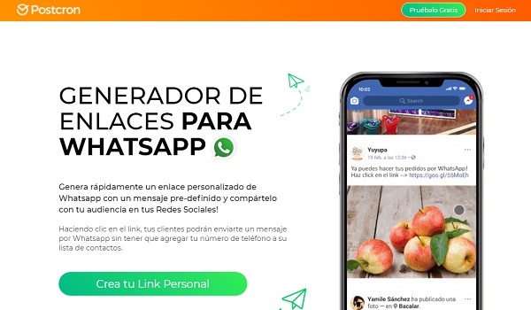 Créer le lien ou le lien WhatsApp avec Postcron