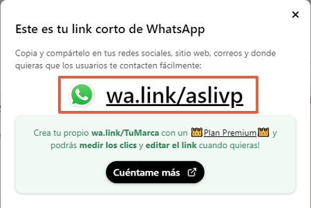 Comment créer le lien ou le lien WhatsApp pour ouvrir votre chat avec WA.Link étape 4