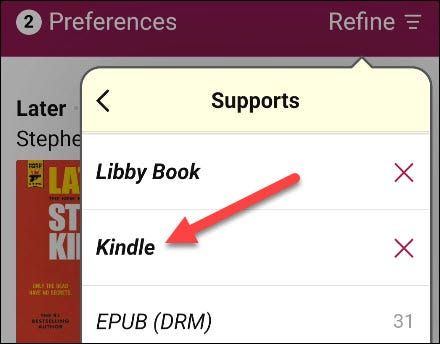 Nous filtrons par recherche Kindle.