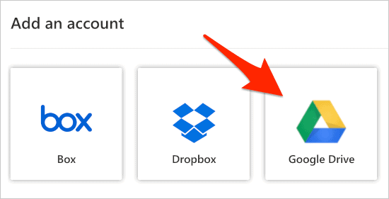 Nous sélectionnons Google Drive.