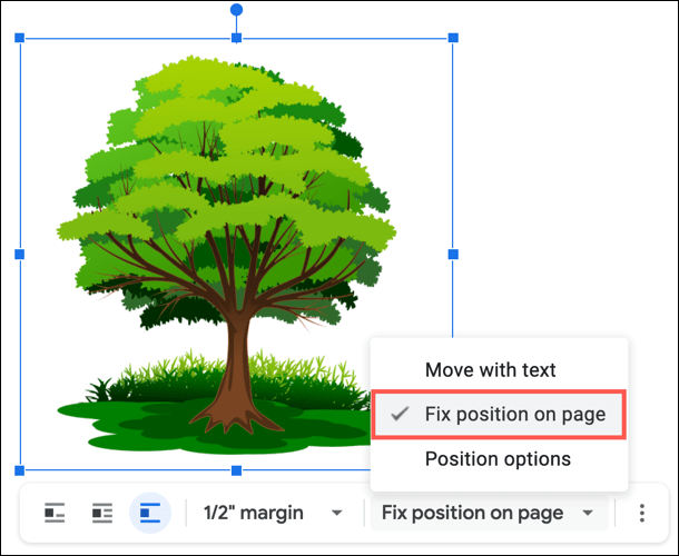 Nous verrouillons la position de l'image.