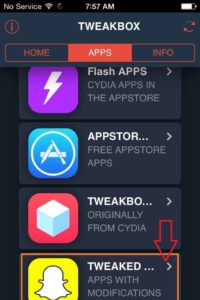 Cliquez sur l’application tweaked-the-Apps-With-Modification-option