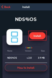 Appuyez sur le bouton d’installation NDS4IOS