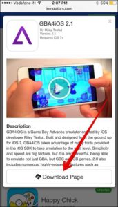 Appuyez sur la page de téléchargement GB4iOS-2.1