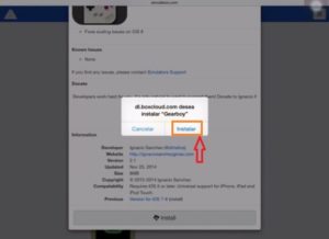 Appuyez sur l’installation pour installer Gearboy-Emulator