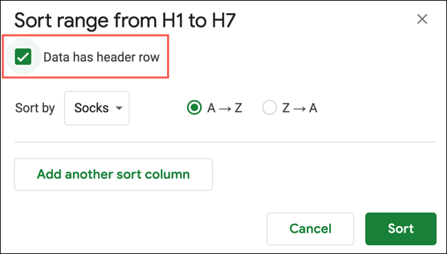 Triez Google Sheets.