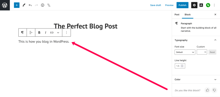 Contenu de l'article de mon premier blog sous WordPress.