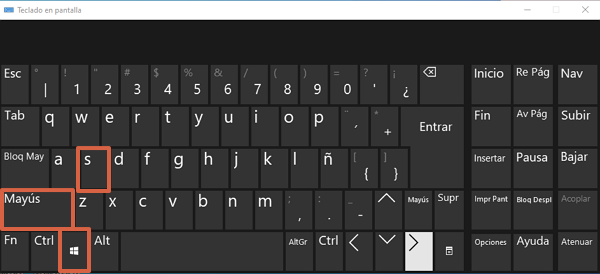 Combinaison de touches Win + Shift + S pour imprimer l'écran dans Windows 10